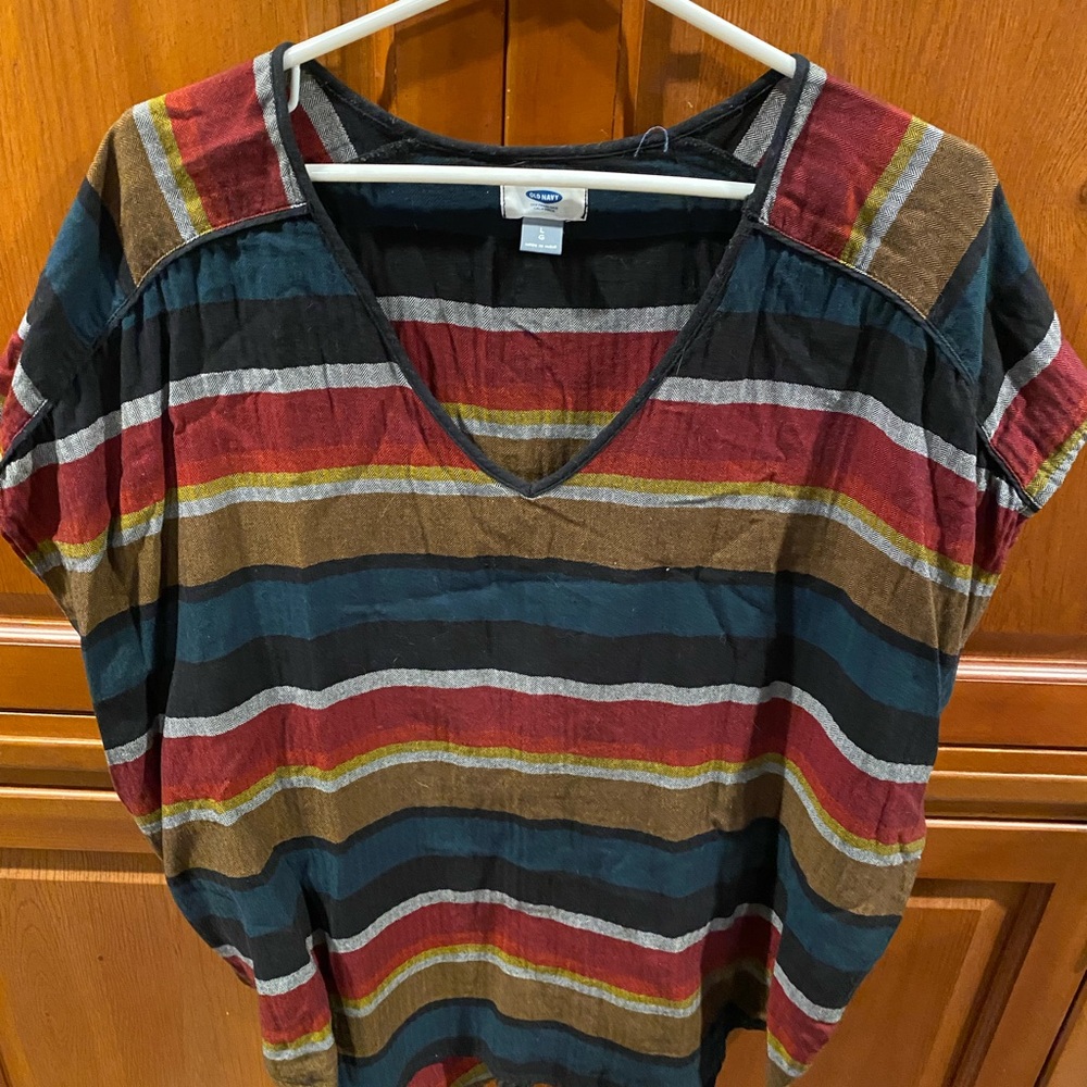 Old Navy Women's Striped V-Neck Top - Multicolor